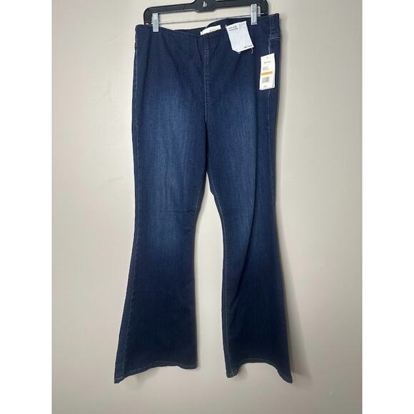 Ella Moss Pull On Flare Jeans Womens Size 33 Body Sculpt Dark Wash High Rise - Picture 1 of 10
